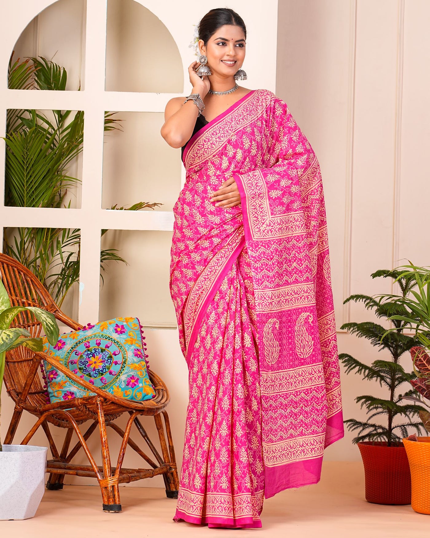 Premium Cotton Saree with Blouse Piece ( CS0403 )