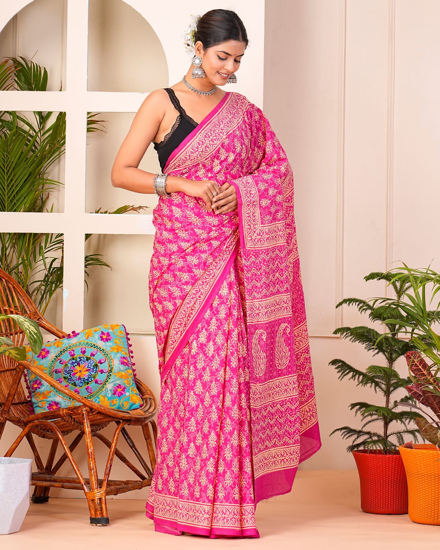 Premium Cotton Saree with Blouse Piece ( CS0403 )