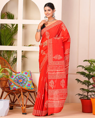 Premium Cotton Saree with Blouse Piece ( CS0406 )