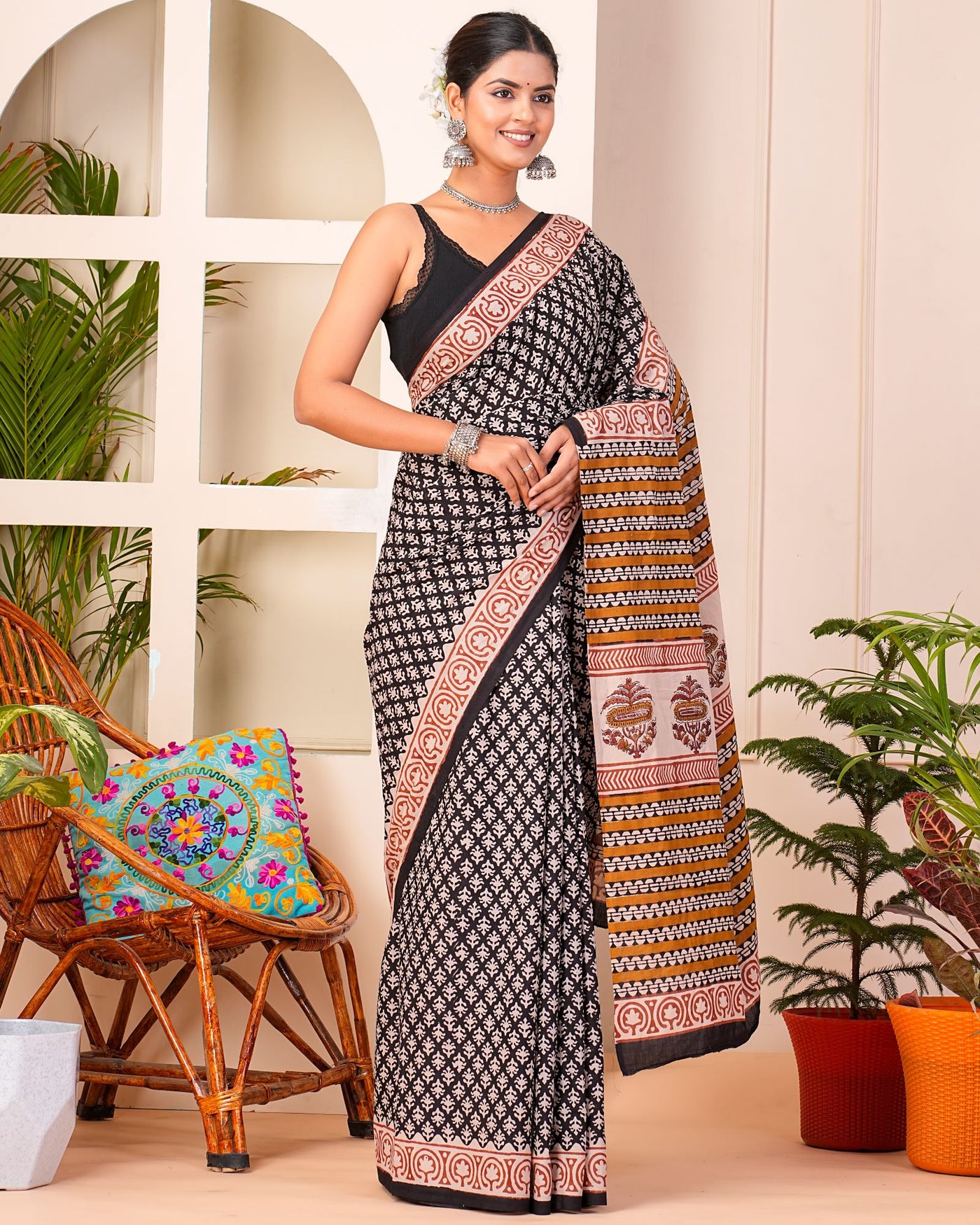 Premium Cotton Saree with Blouse Piece ( CS0408 )