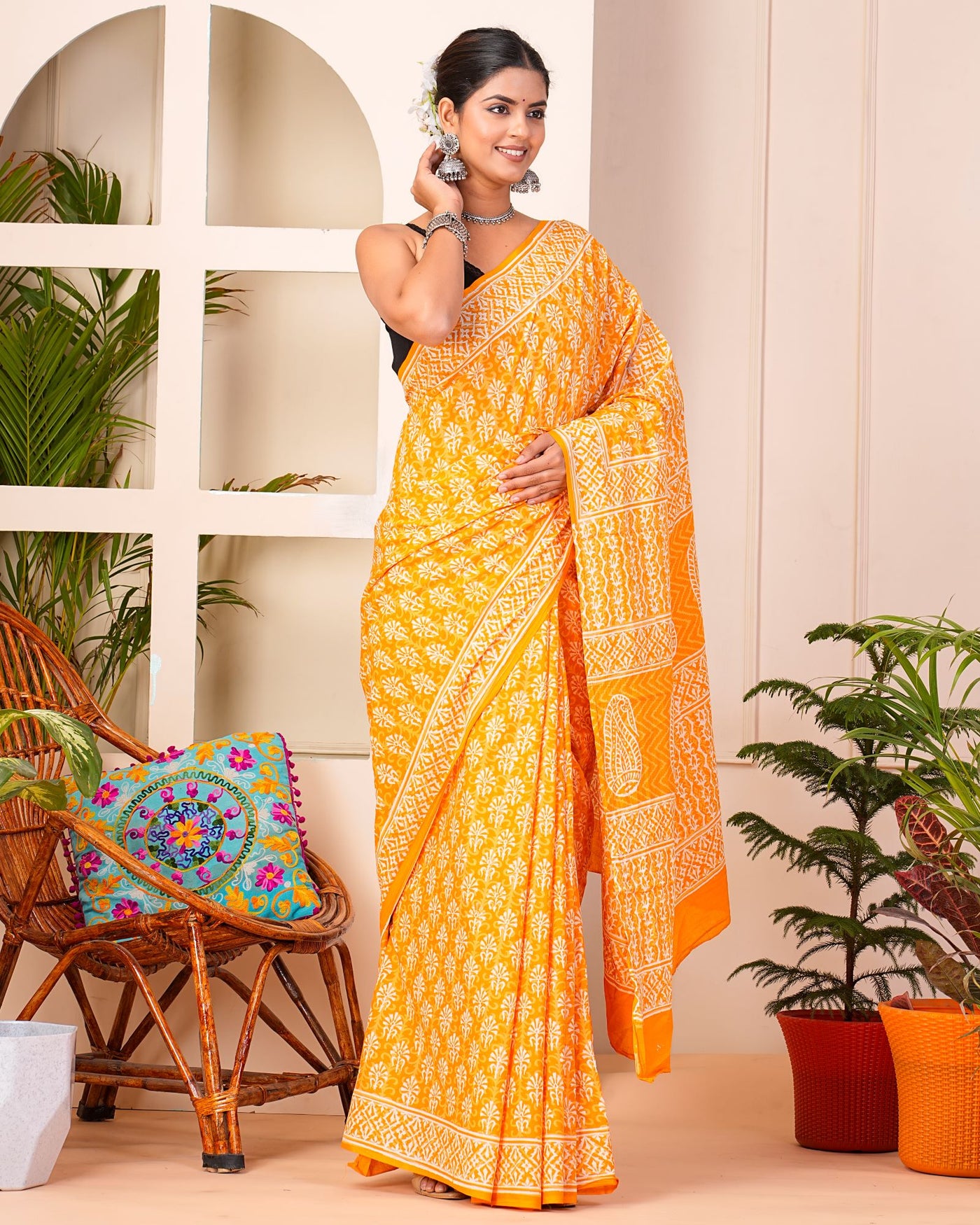 Premium Cotton Saree with Blouse Piece ( CS0409 )