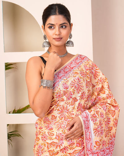 Premium Cotton Saree with Blouse Piece ( CS0424 )