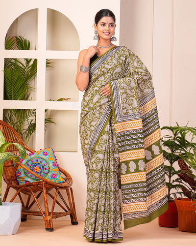 Premium Cotton Saree with Blouse Piece ( CS0425 )