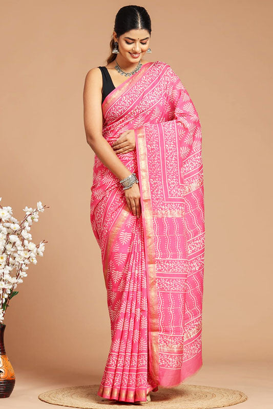 Maheshwari Silk Bagru Print Saree ( MS19924)