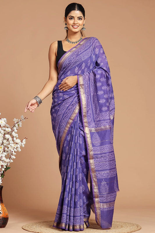 Maheshwari Silk Bagru Print Saree ( MS19926)