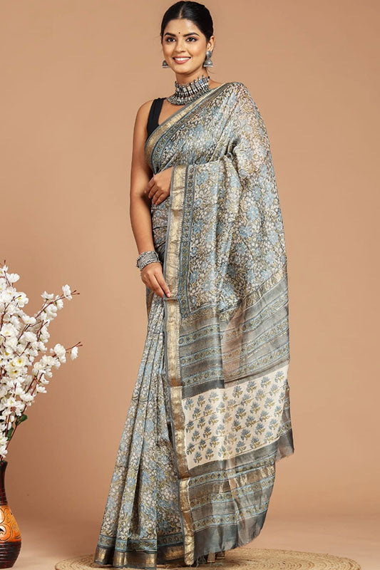 Maheshwari Silk Bagru Print Saree ( MS061201)