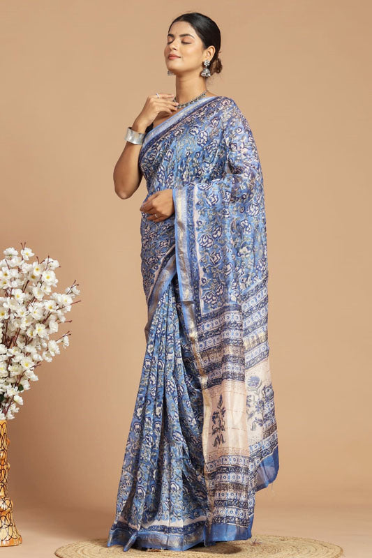 Maheshwari Silk Bagru Print Saree ( MS111105)