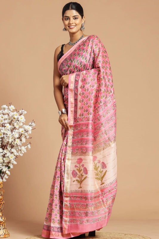 Maheshwari Silk Bagru Print Saree ( MS111108)