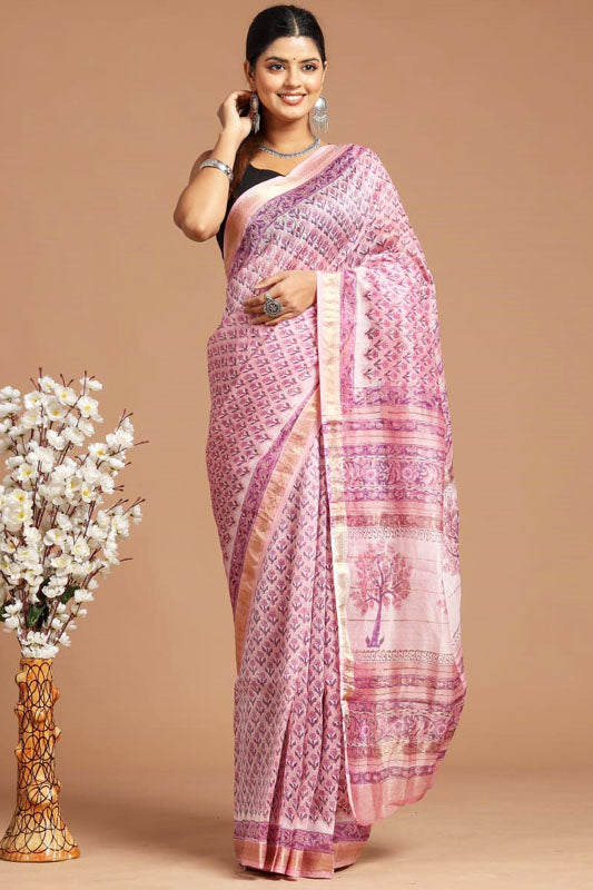 Maheshwari Silk Bagru Print Saree ( MS111108)