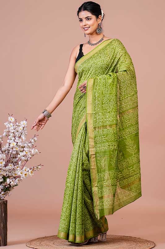 Maheshwari Silk Bagru Print Saree (MS150525)