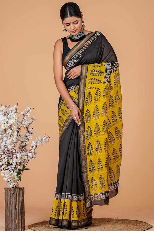 Maheshwari Silk Bagru Print Saree ( MS060101)
