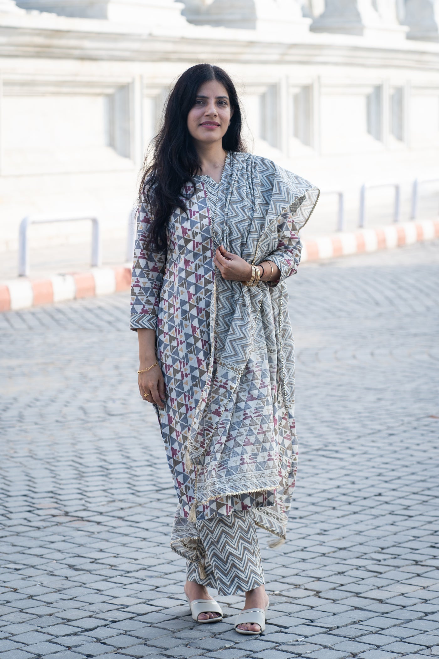 Gota Patti Cotton Suit Set with Cotton Dupatta ( GT2325 )