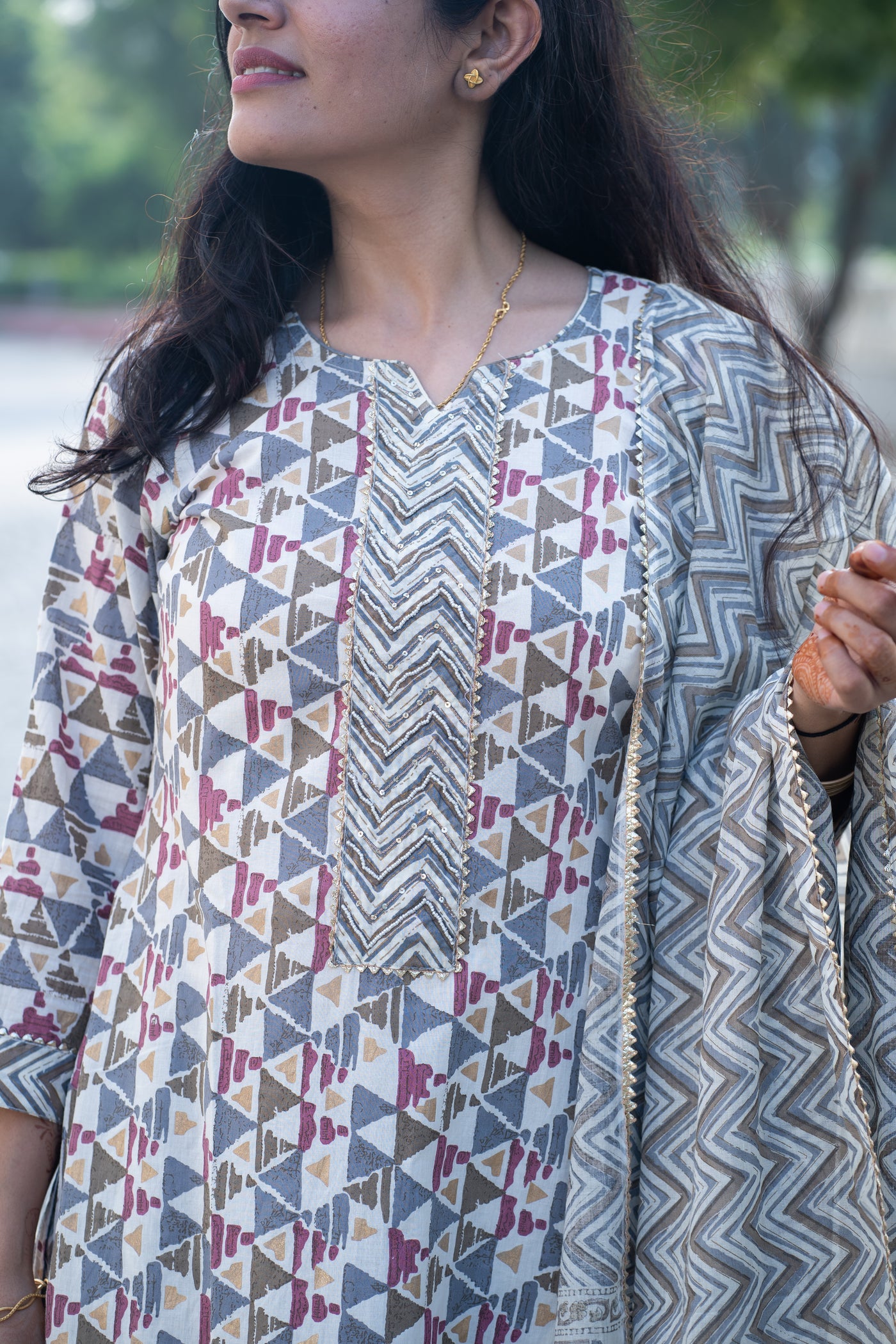Gota Patti Cotton Suit Set with Cotton Dupatta ( GT2325 )