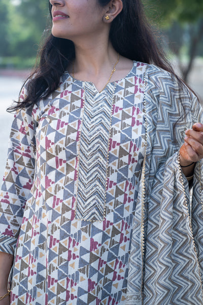 Gota Patti Cotton Suit Set with Cotton Dupatta ( GT2325 )