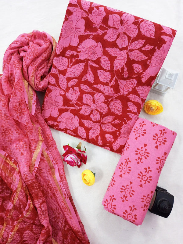 Cotton Suit Set with Kota Doria Dupatta ( CK7974 )