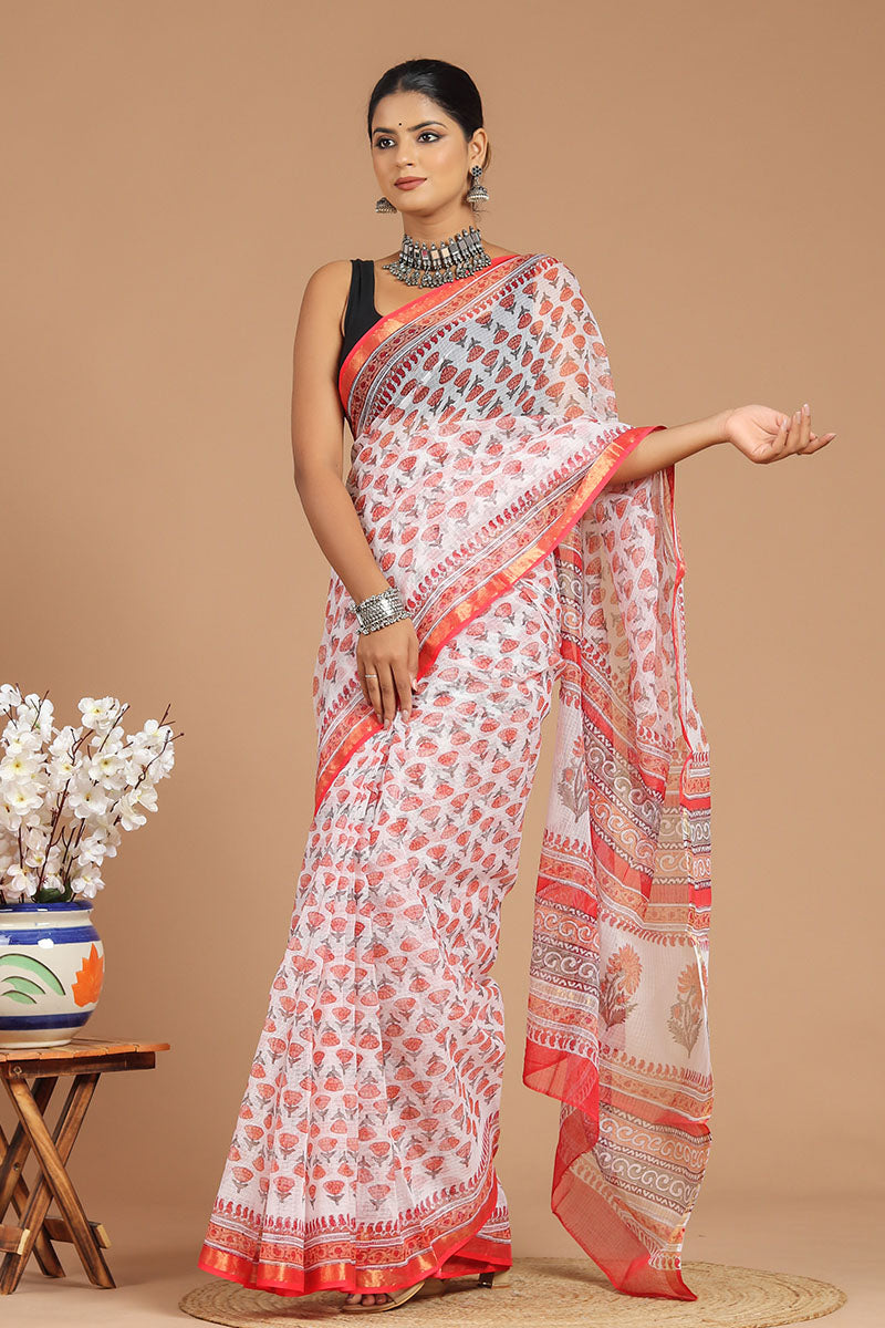 Premium Handwoven Kota Doria Saree ( KT1407 )