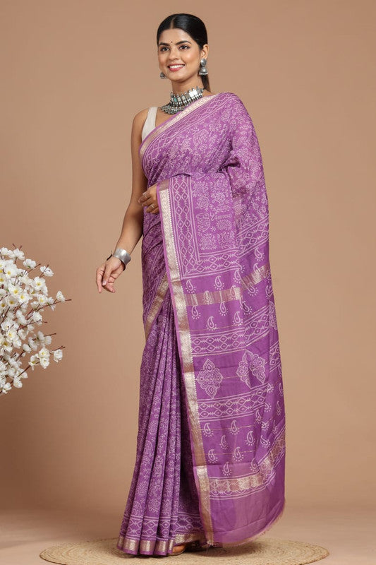 Maheshwari Silk Bagru Print Saree ( MS31076)