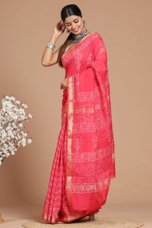 Maheshwari Silk Bagru Print Saree ( MS31073)