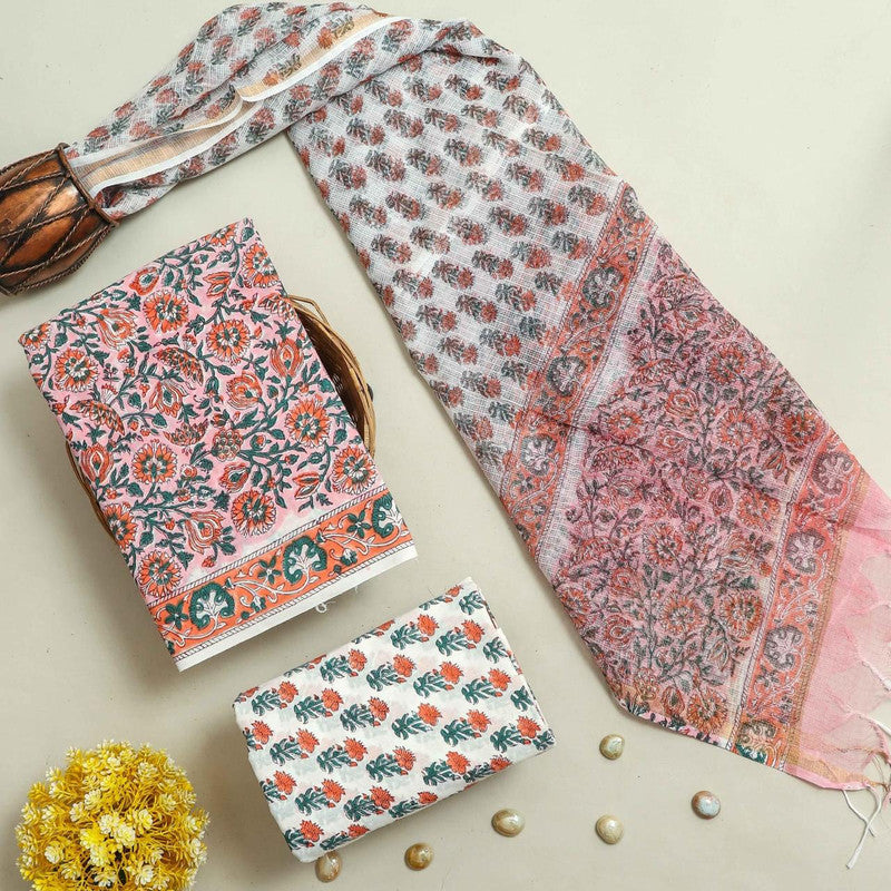 Cotton Suit Set with Kota Doria Dupatta ( CK8163 )