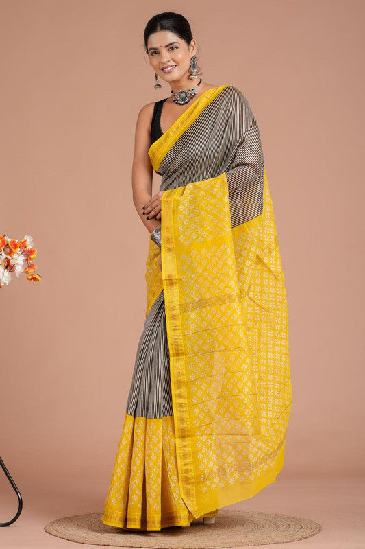 Maheshwari Silk Bagru Print Saree ( MS8444 )