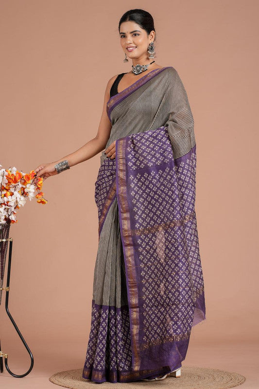 Maheshwari Silk Bagru Print Saree ( MS8443 )