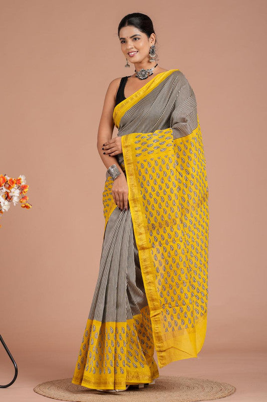 Maheshwari Silk Bagru Print Saree ( MS8446 )