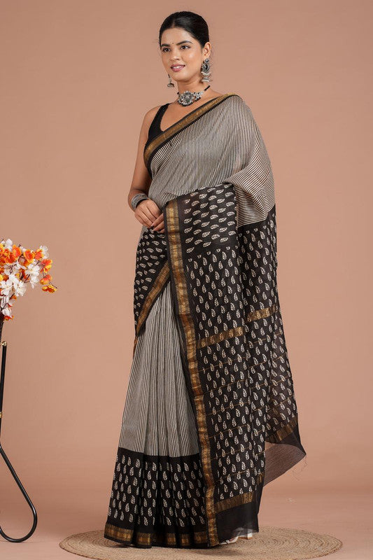 Maheshwari Silk Bagru Print Saree ( MS8445 )
