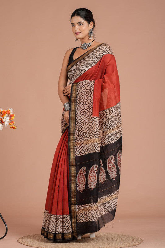 Maheshwari Silk Bagru Print Saree ( MS8448 )