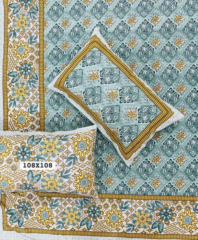 Jaipuri Printed King Size Bedsheet with 2 Pillow Covers ( BD4047 )