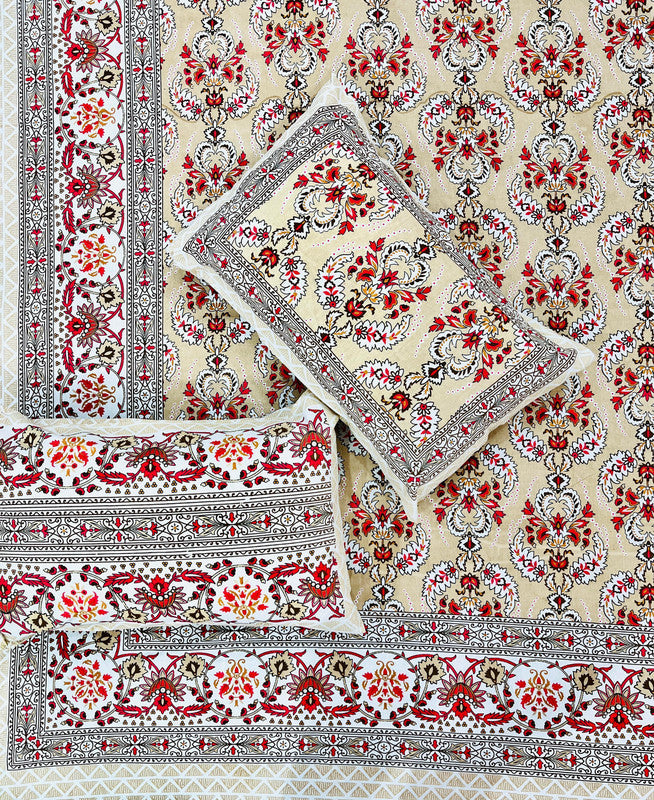 Jaipuri Printed King Size Bedsheet with 2 Pillow Covers ( BD4050 )