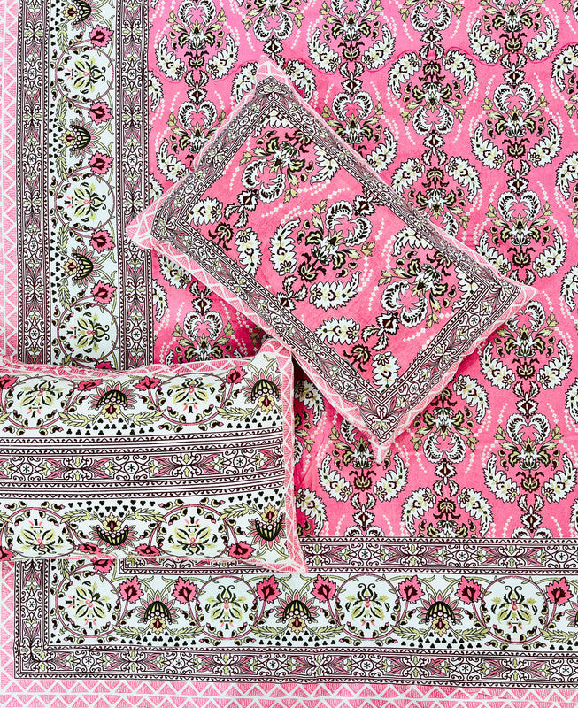 Jaipuri Printed King Size Bedsheet with 2 Pillow Covers ( BD4052 )