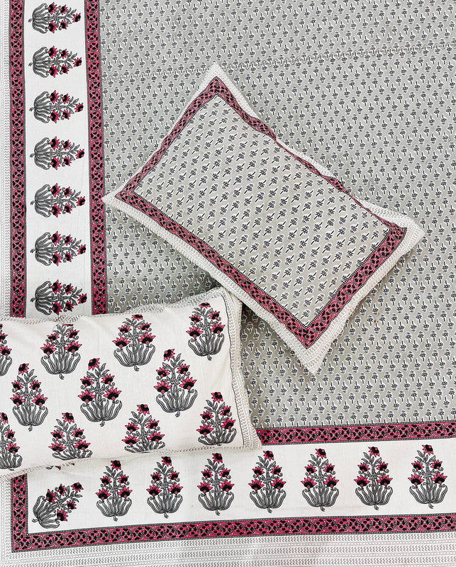 Jaipuri Printed King Size Bedsheet with 2 Pillow Covers ( BD4056 )