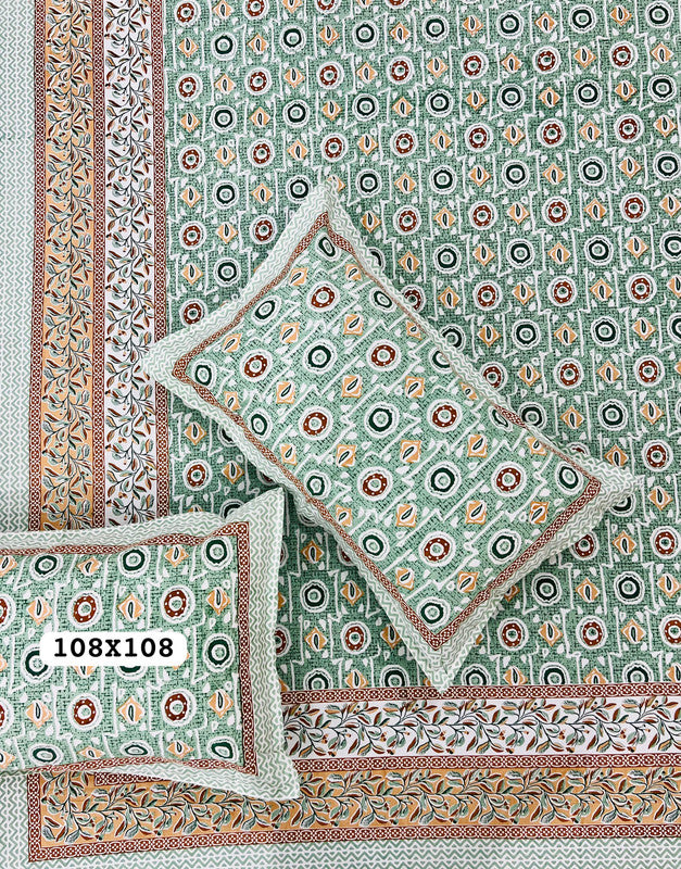 Jaipuri Printed King Size Bedsheet with 2 Pillow Covers ( BD4063 )