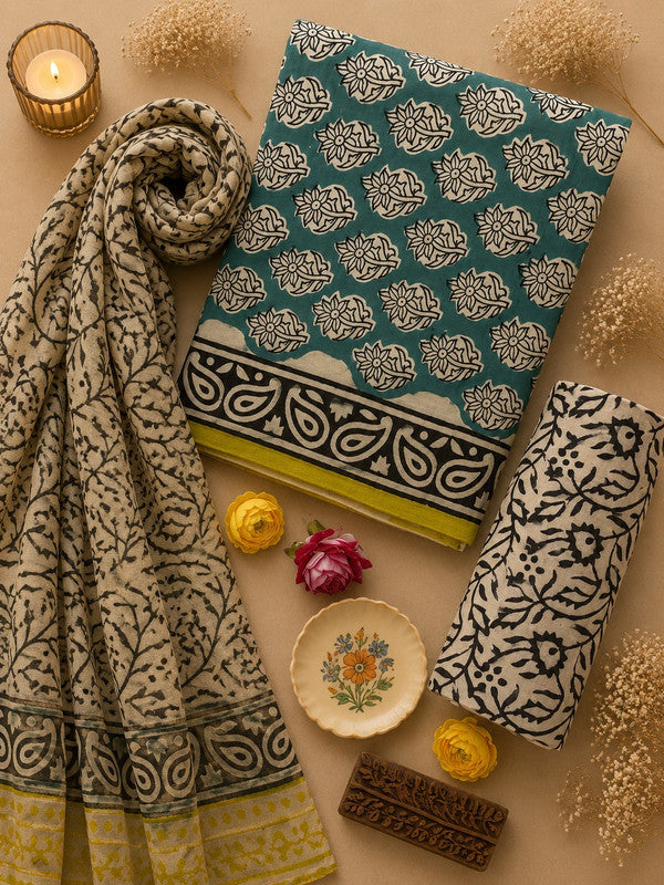 soft cotton dress material with chiffon dupatta Women's Unstitched Cotton Suit Dress Material with Chiffon Dupatta Stilento