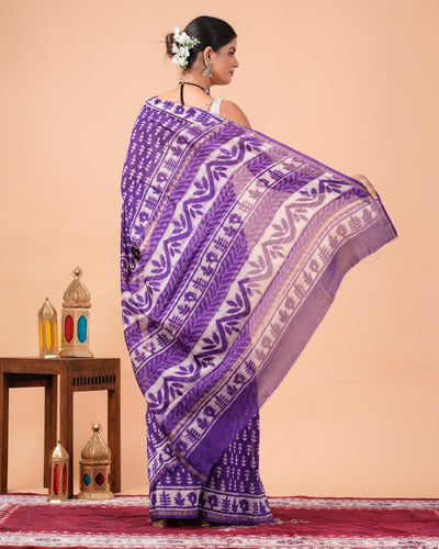 Chanderi Silk Bagru Print Saree with Zari Border ( CS2309 )