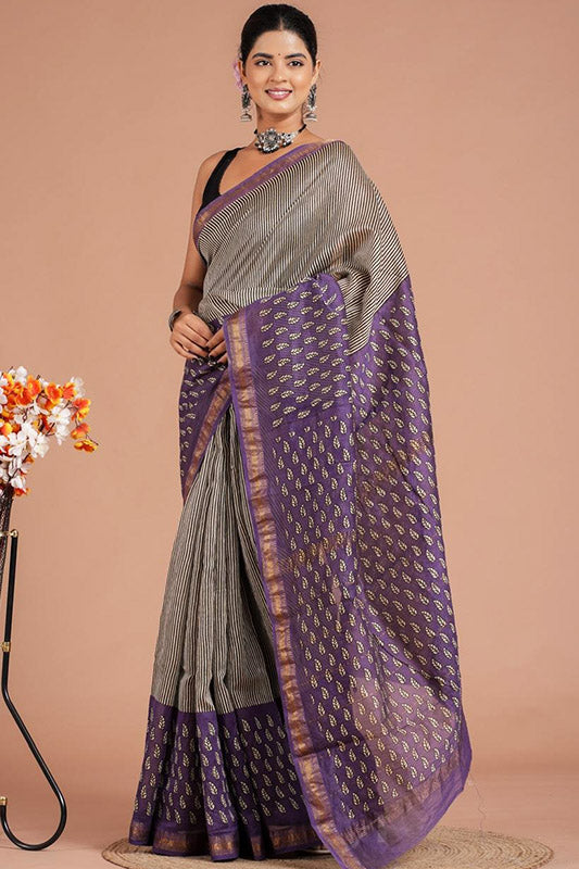 Maheshwari Silk Bagru Print Saree ( MS92401)