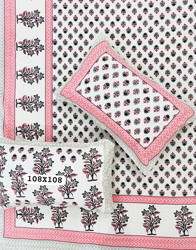 Jaipuri Printed King Size Bedsheet with 2 Pillow Covers ( BD10901)