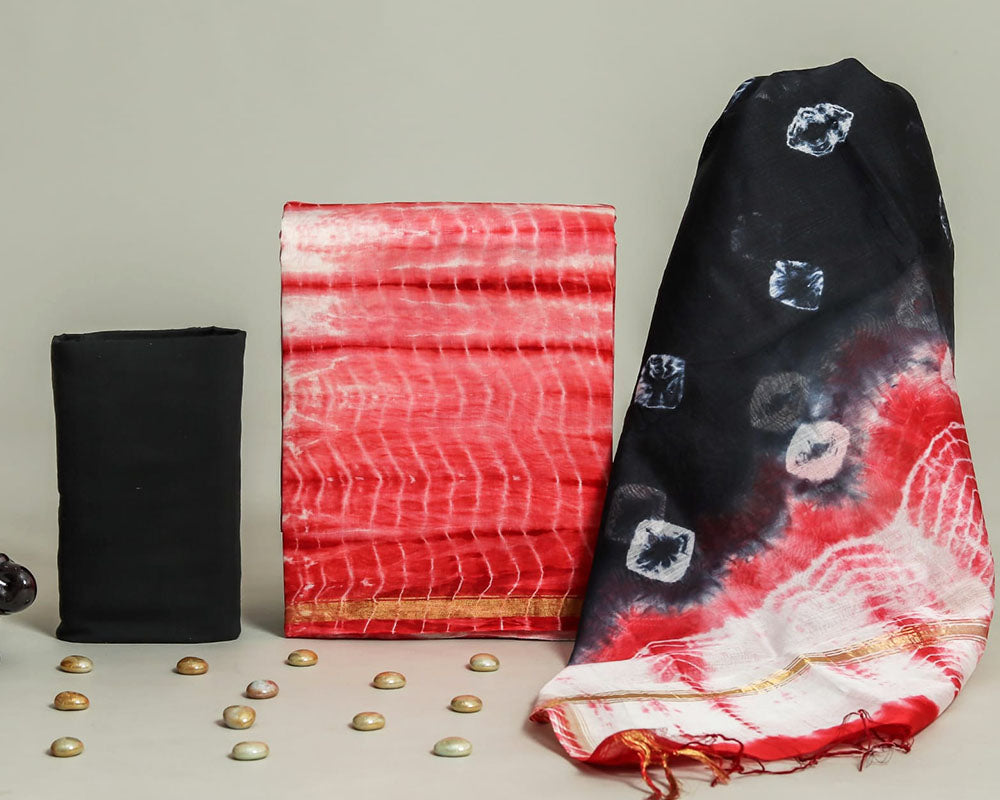 Exclusive Hand Block Print Chanderi Silk Suit Set ( CN18409)