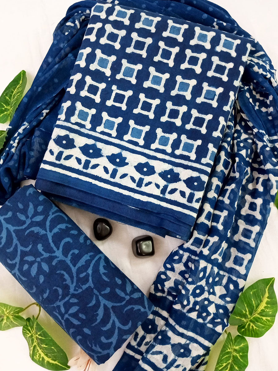 Cotton Suit Set with Chiffon Dupatta ( CH42018)