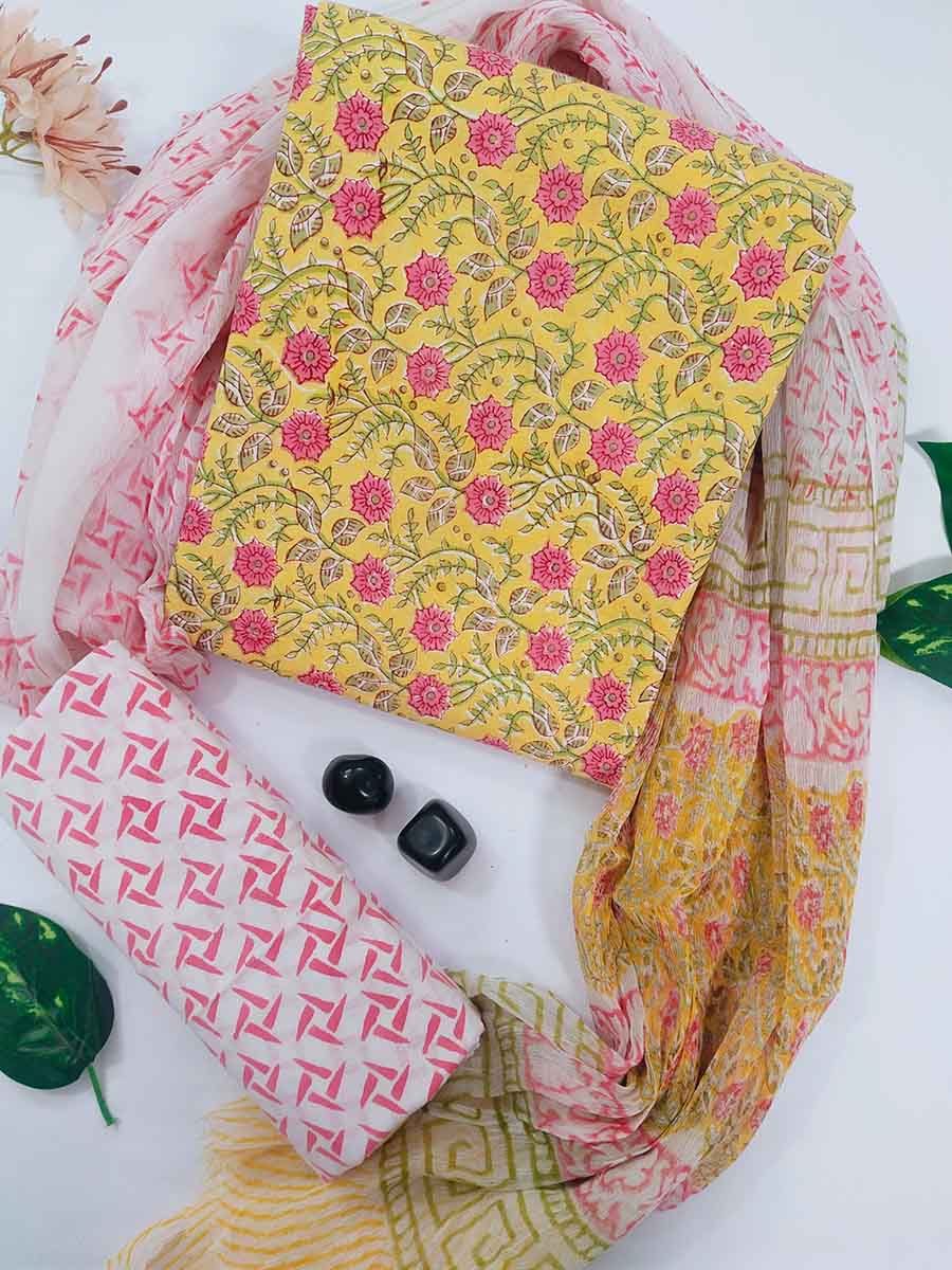 Cotton Suit Material with Chiffon Dupatta ( CH020214)