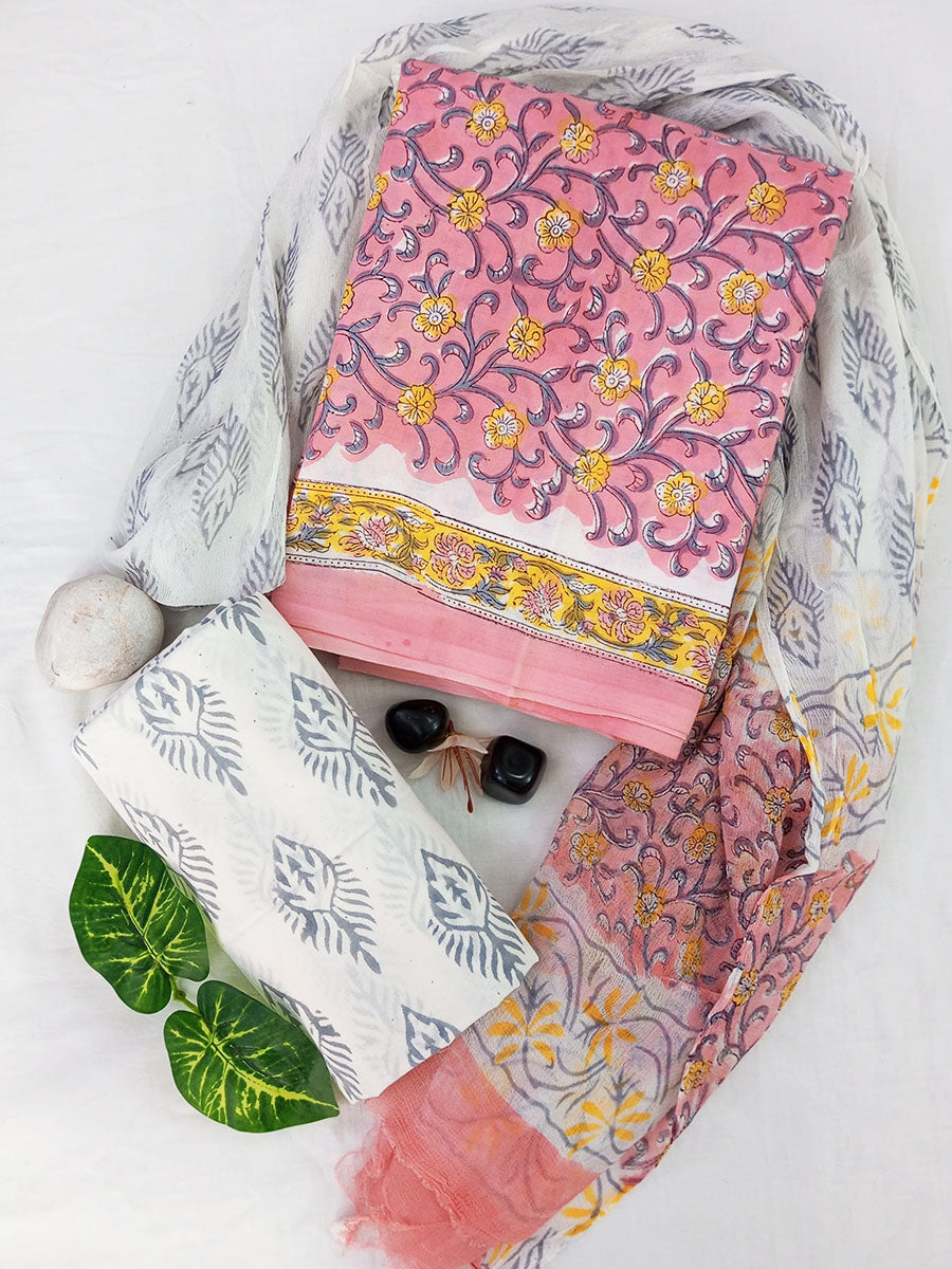 Cotton Suit Material with Chiffon Dupatta ( CH21624)