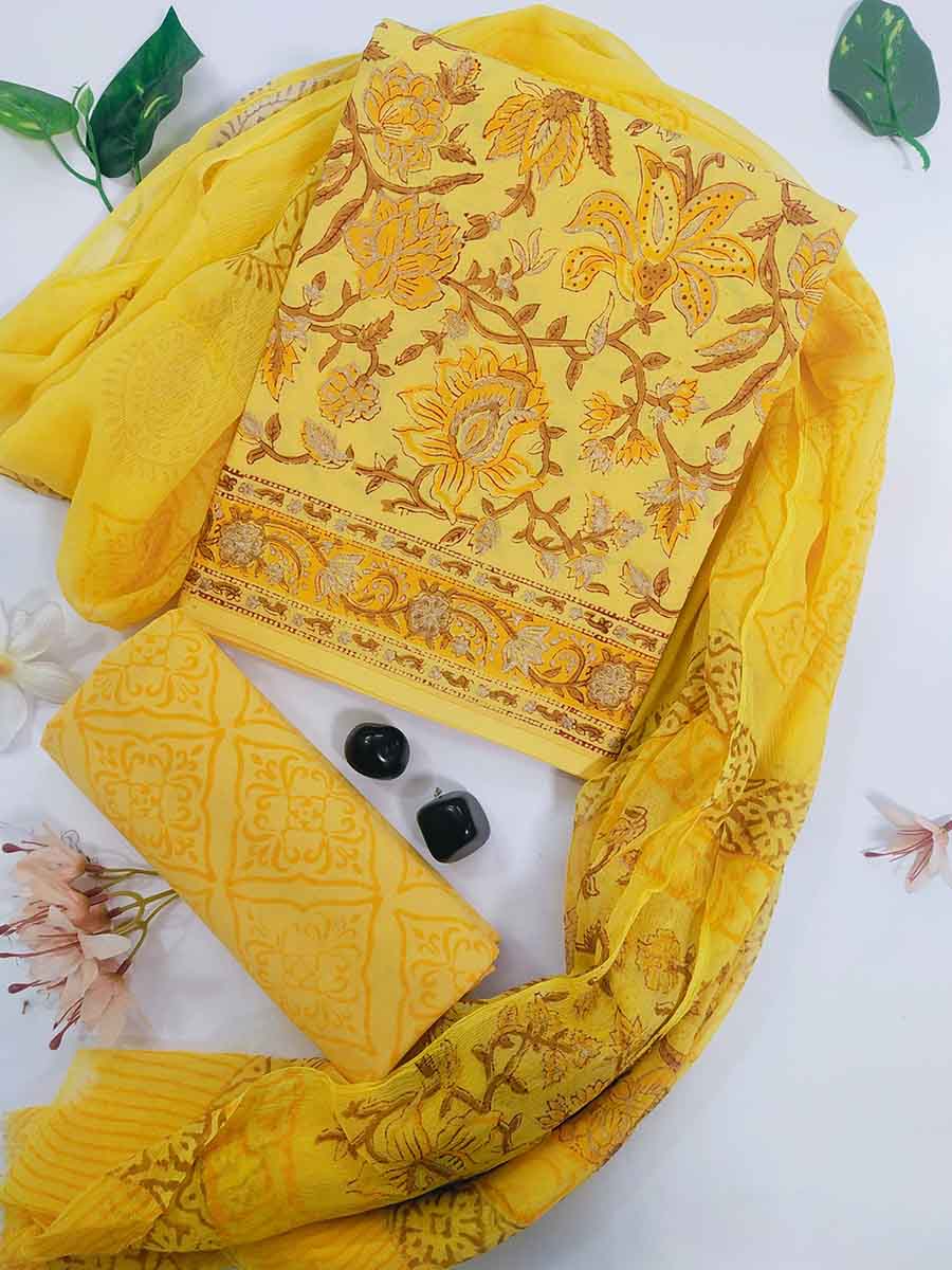 Cotton Suit Material with Chiffon Dupatta ( CH2302121)