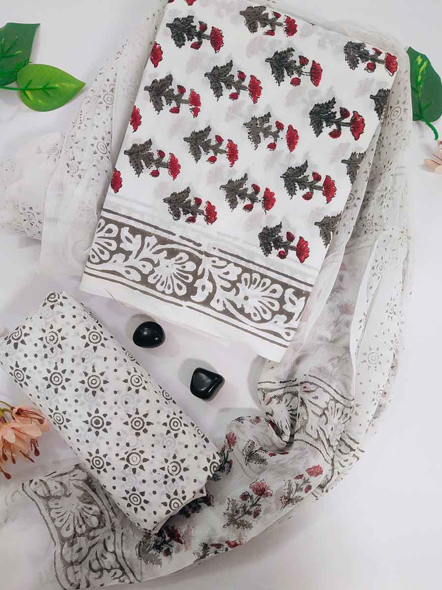 Cotton Suit Material with Chiffon Dupatta ( CH2302123)