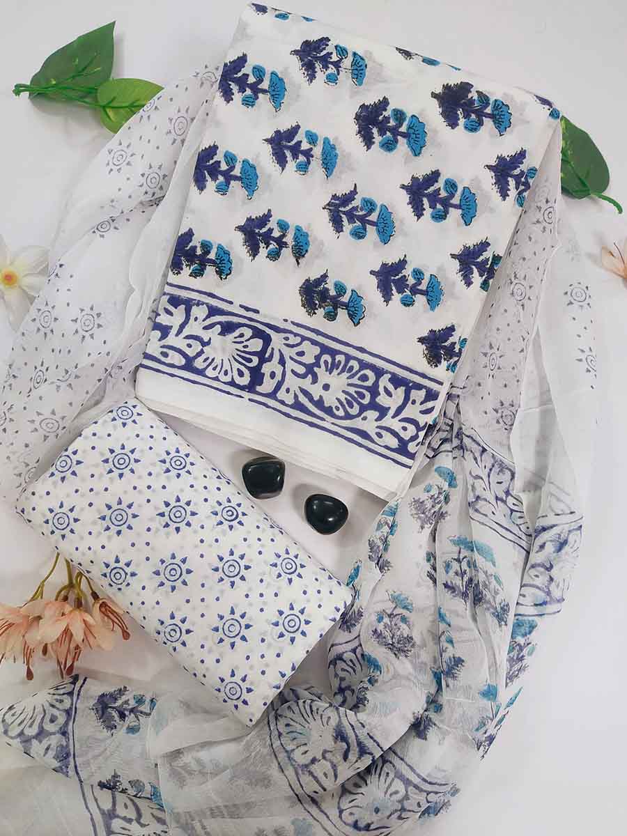 Cotton Suit Material with Chiffon Dupatta ( CH2302124)