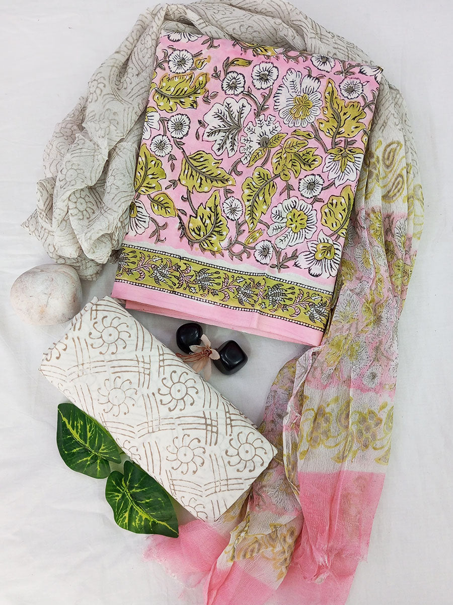 Cotton Suit Material with Chiffon Dupatta ( CH21623)