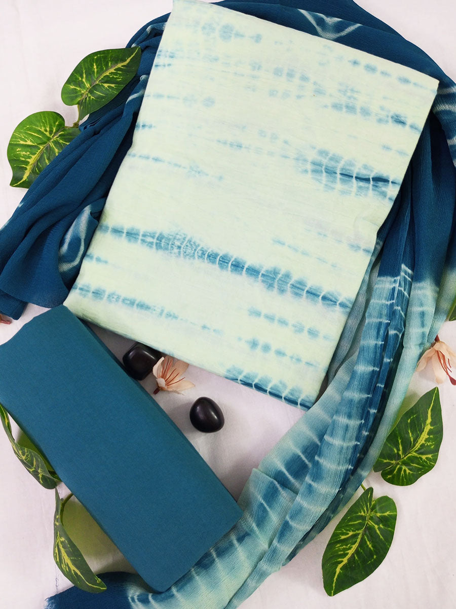 Cotton Suit Set with Chiffon Dupatta ( CH42027)