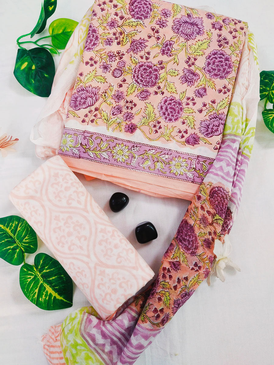 Cotton Suit Material with Chiffon Dupatta ( CH112305)
