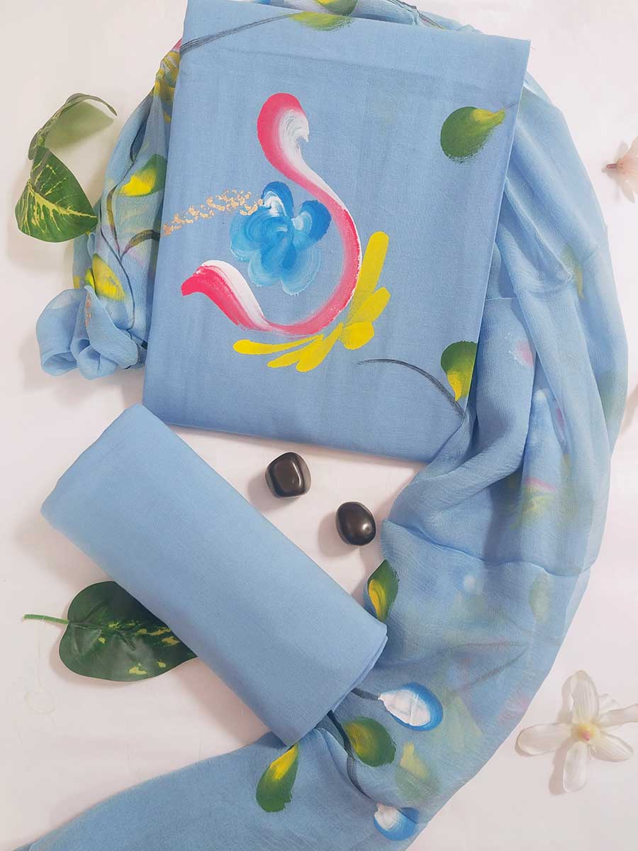 Cotton Suit Material with Chiffon Dupatta ( CH12709)