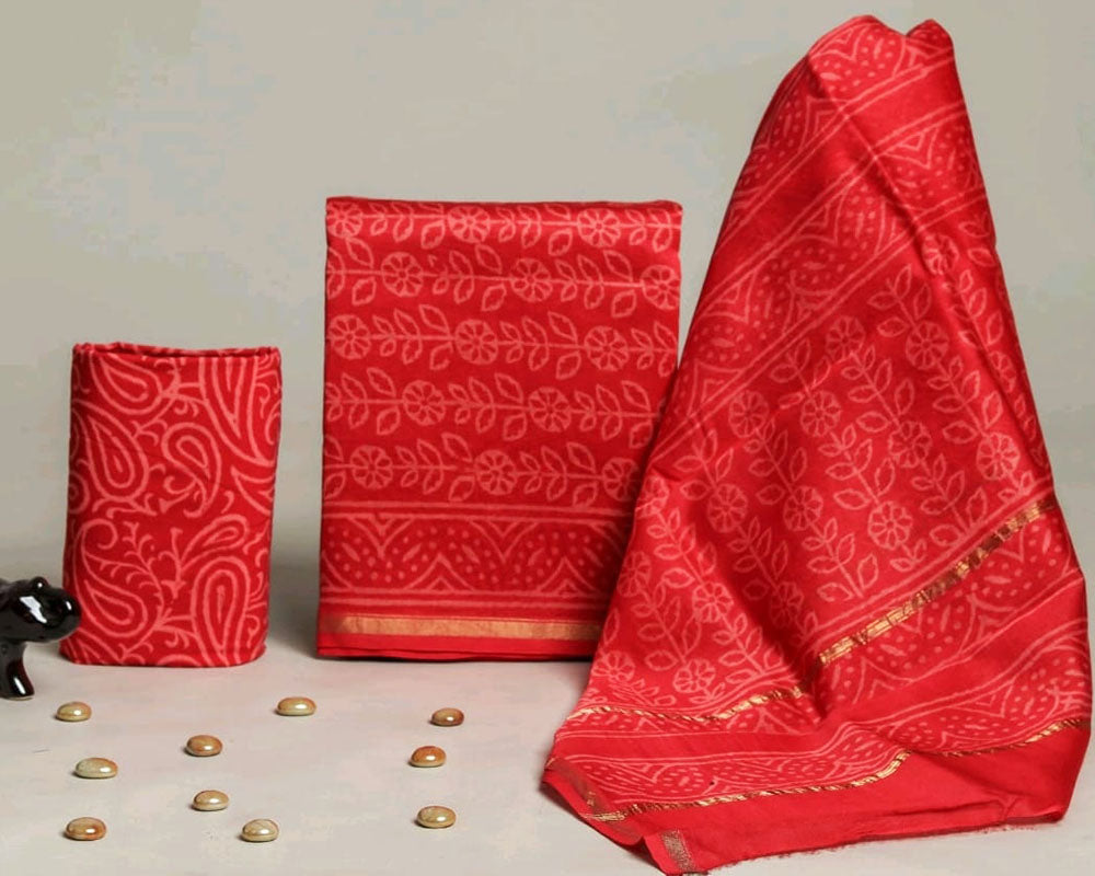 Cotton Suit Material with Chiffon Dupatta ( CH241026)