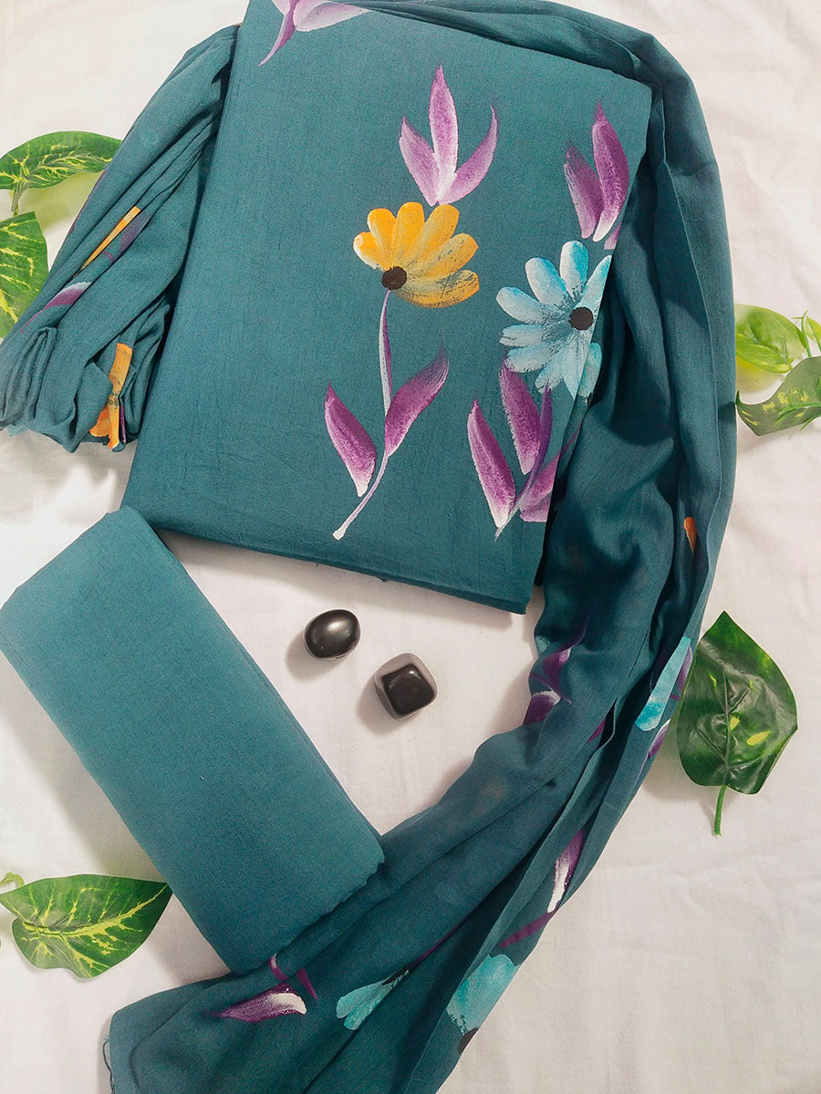 Cotton Suit Set with Cotton Dupatta ( CT18317)